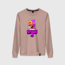 Свитшот хлопковый женский BRAWL STARS:СЭНДИ, цвет: пыльно-розовый
