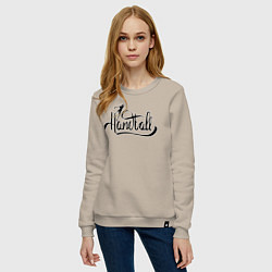 Свитшот хлопковый женский Handball lettering, цвет: миндальный — фото 2