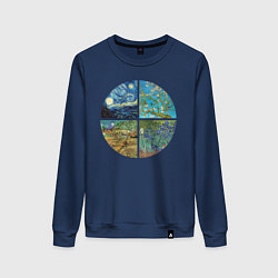 Свитшот хлопковый женский Ван Гог Картины, цвет: тёмно-синий