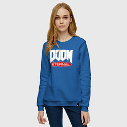 Свитшот хлопковый женский DOOM, цвет: синий — фото 2