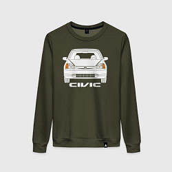 Свитшот хлопковый женский Honda Civic EP 7gen, цвет: хаки