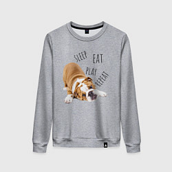 Женский свитшот Sleep Eat Play Repeat Бульдог