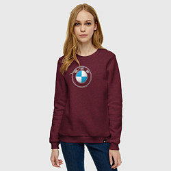 Свитшот хлопковый женский BMW LOGO 2020, цвет: меланж-бордовый — фото 2