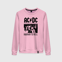 Свитшот хлопковый женский ACDC highway to hell, цвет: светло-розовый