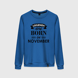 Свитшот хлопковый женский Legends are born in November, цвет: синий