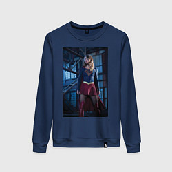 Свитшот хлопковый женский Supergirl, цвет: тёмно-синий