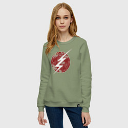 Свитшот хлопковый женский The Flash logo, цвет: авокадо — фото 2