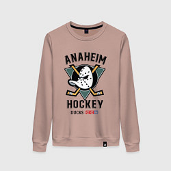 Свитшот хлопковый женский ANAHEIM DUCKS, цвет: пыльно-розовый