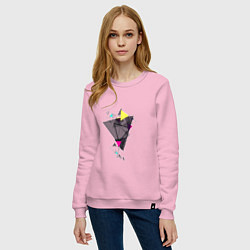 Свитшот хлопковый женский Геометрия треугольники, цвет: светло-розовый — фото 2