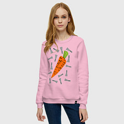 Свитшот хлопковый женский Морковка кролика, цвет: светло-розовый — фото 2