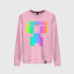 Свитшот хлопковый женский MINECRAFT CREEPER, цвет: светло-розовый