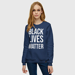 Свитшот хлопковый женский BLACK LIVES MATTER, цвет: тёмно-синий — фото 2