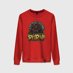Свитшот хлопковый женский Lets the galaxy burn, цвет: красный