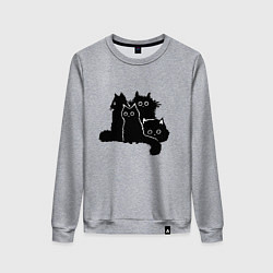 Свитшот хлопковый женский Мохнатые Коты, цвет: меланж