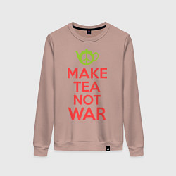 Свитшот хлопковый женский Make tea not war, цвет: пыльно-розовый