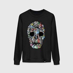 Свитшот хлопковый женский Tosh Cool skull, цвет: черный