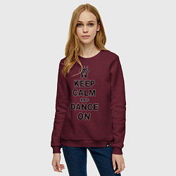 Свитшот хлопковый женский Keep Calm & Dance On, цвет: меланж-бордовый — фото 2