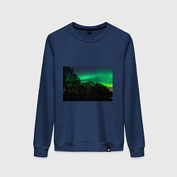 Свитшот хлопковый женский Северное сияние, цвет: тёмно-синий