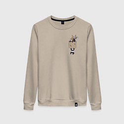 Свитшот хлопковый женский Панды, цвет: миндальный