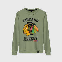 Свитшот хлопковый женский CHICAGO BLACKHAWKS NHL, цвет: авокадо