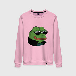 Свитшот хлопковый женский Pepe в очках EZ, цвет: светло-розовый