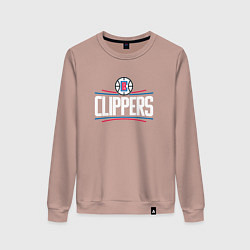 Свитшот хлопковый женский Los Angeles Clippers, цвет: пыльно-розовый