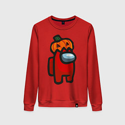 Свитшот хлопковый женский HALLOWEEN IS AMONG US, цвет: красный