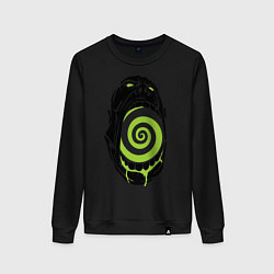 Свитшот хлопковый женский Психо-лицо, цвет: черный