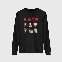 Свитшот хлопковый женский Клинок рассекающий демонов, цвет: черный