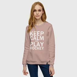Свитшот хлопковый женский K C a Play Hockey, цвет: пыльно-розовый — фото 2
