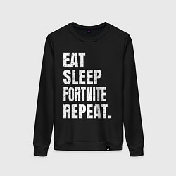 Свитшот хлопковый женский EAT SLEEP FORTNITE REPEAT, цвет: черный