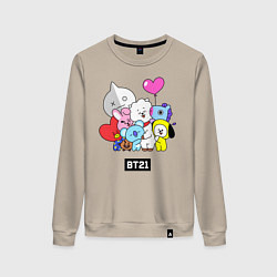 Свитшот хлопковый женский BT21, цвет: миндальный