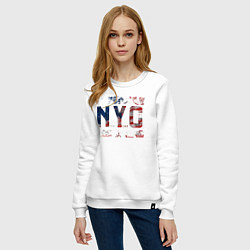 Свитшот хлопковый женский Нью-Йорк Сити, цвет: белый — фото 2