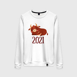 Свитшот хлопковый женский Год быка 2021, цвет: белый