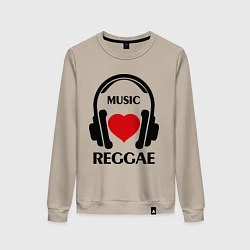 Свитшот хлопковый женский Reggae Music is Love, цвет: миндальный