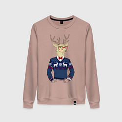 Свитшот хлопковый женский Hipster Deer, цвет: пыльно-розовый