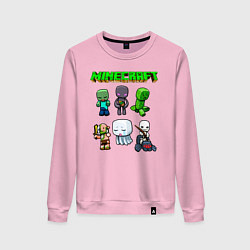Свитшот хлопковый женский Minecraft, цвет: светло-розовый