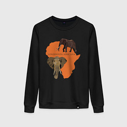 Свитшот хлопковый женский Африканский слон, цвет: черный