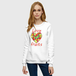 Свитшот хлопковый женский Люблю фрукты, цвет: белый — фото 2