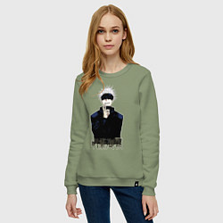 Свитшот хлопковый женский Jujutsu Kaisen - Satoru Gojou, цвет: авокадо — фото 2