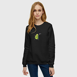 Свитшот хлопковый женский Влюбленное авокадо, цвет: черный — фото 2