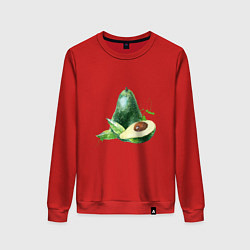 Свитшот хлопковый женский Акварельное авокадо, цвет: красный