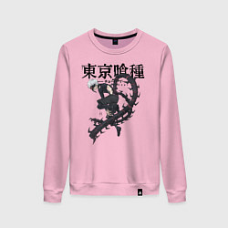 Свитшот хлопковый женский Какуджа Токийский гуль, цвет: светло-розовый