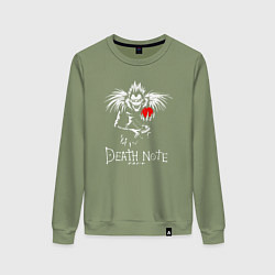 Свитшот хлопковый женский DEATH NOTE ТЕТРАДЬ СМЕРТИ, цвет: авокадо