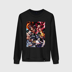 Свитшот хлопковый женский КЛИНОК РАССЕКАЮЩИЙ ДЕМОНОВ, цвет: черный