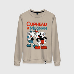 Свитшот хлопковый женский Cuphead & Mugman, цвет: миндальный