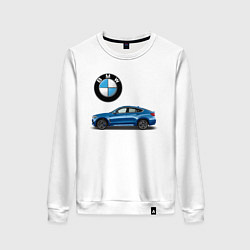 Свитшот хлопковый женский BMW X6, цвет: белый