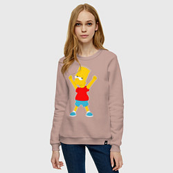 Свитшот хлопковый женский Барт Симпсон, цвет: пыльно-розовый — фото 2