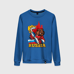 Свитшот хлопковый женский Хоккей Россия, цвет: синий