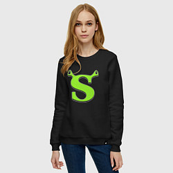 Свитшот хлопковый женский Shrek: Logo S, цвет: черный — фото 2